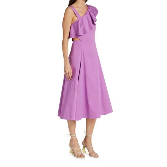 Veronica Beard Beilla Ruffled Sleeve MIDI Dress 8 - Picture 3 of 14